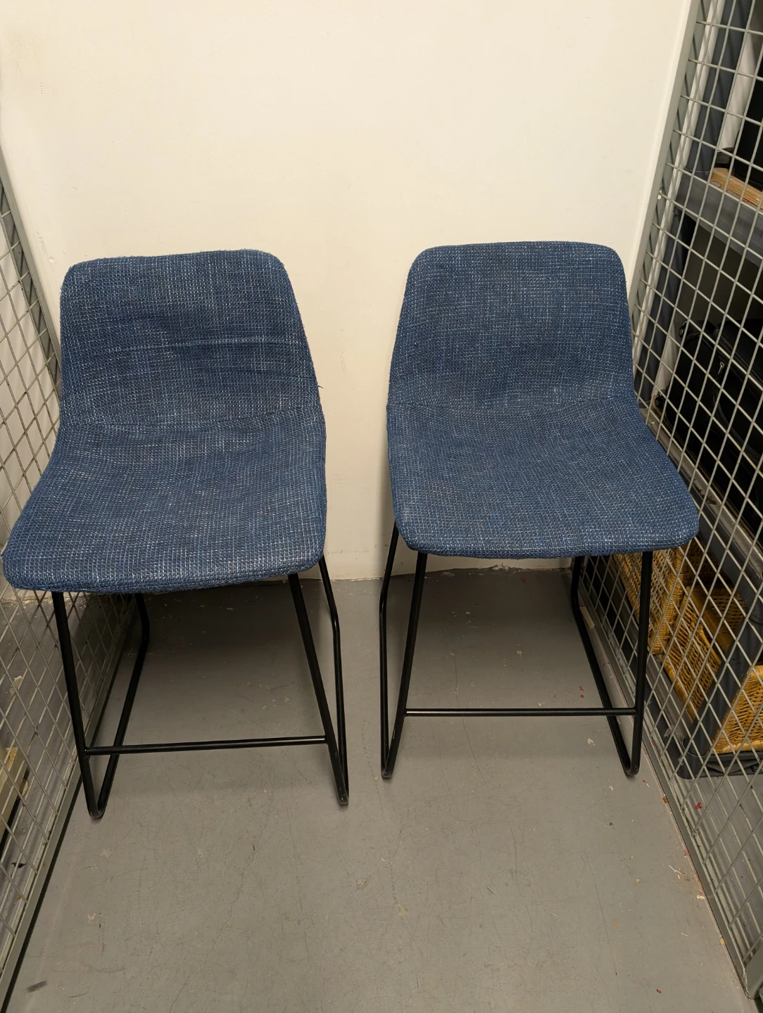 Set of 2 Blue Upholstered Counter Chairs