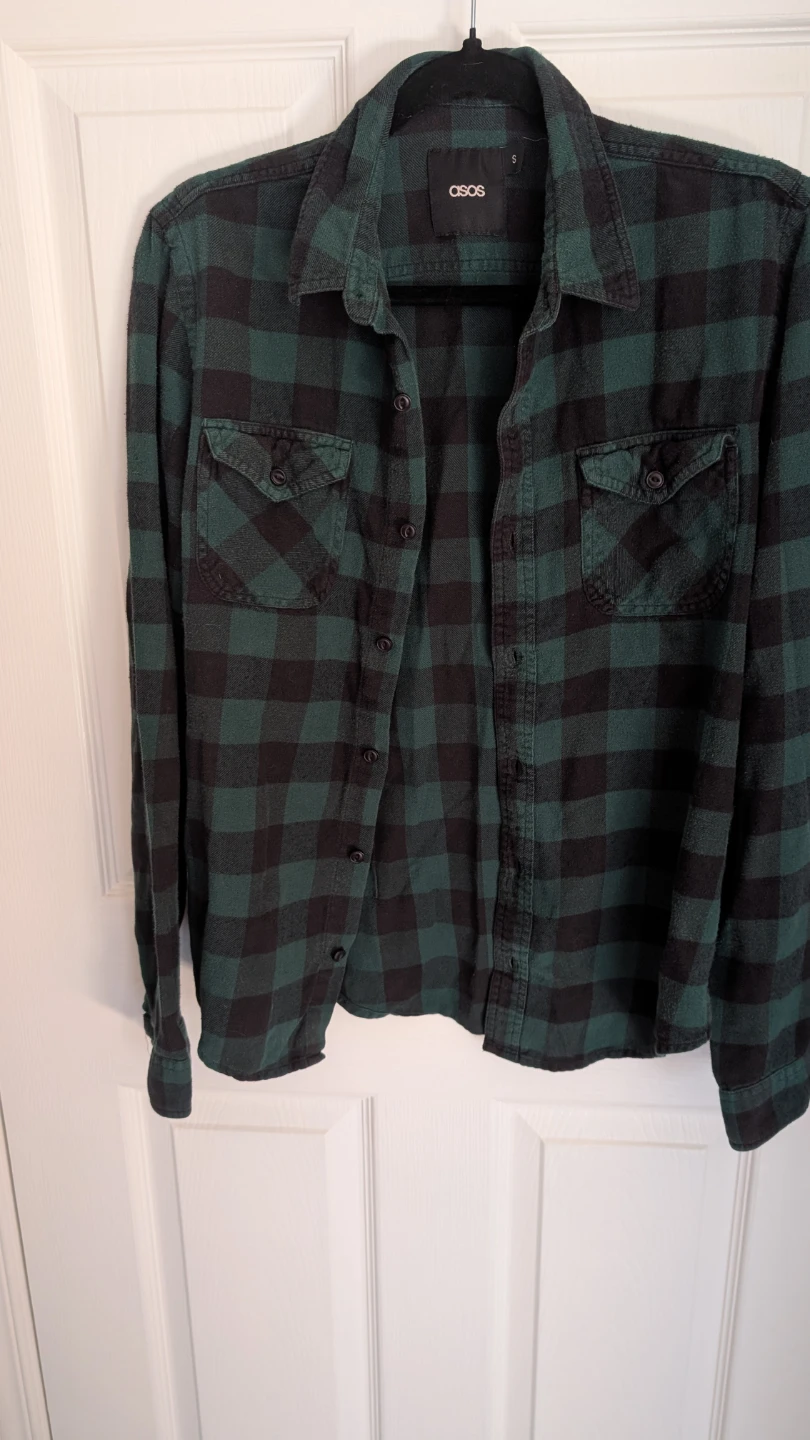 Ladies Green Plaid Flannel Shirt