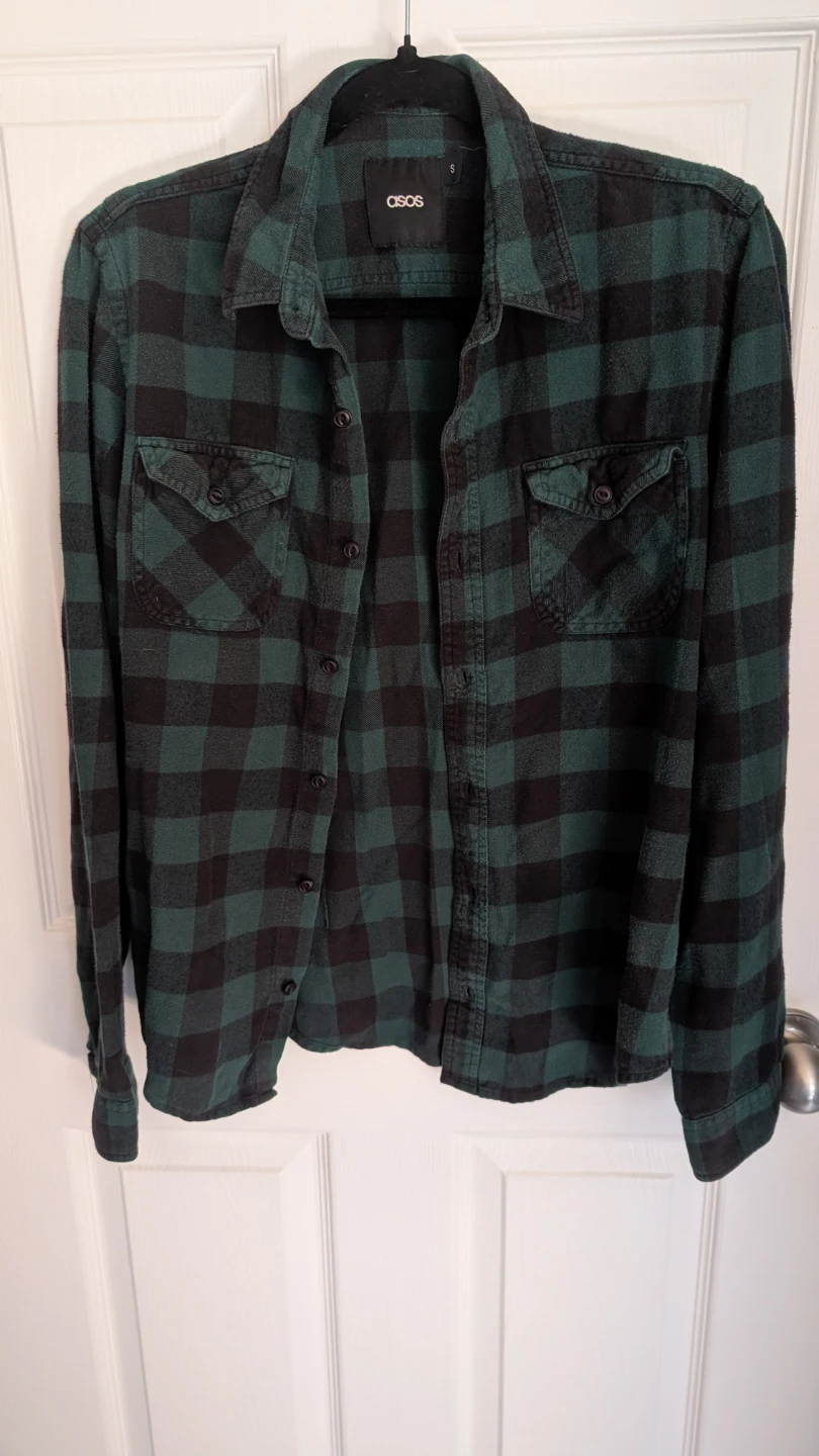 Ladies Green Plaid Flannel Shirt - photo 3