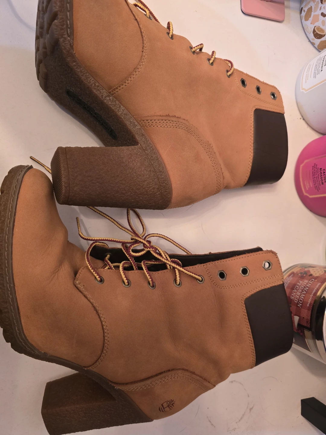Timberland Women's Lace-Up Heel Boots - Tan Nubuck