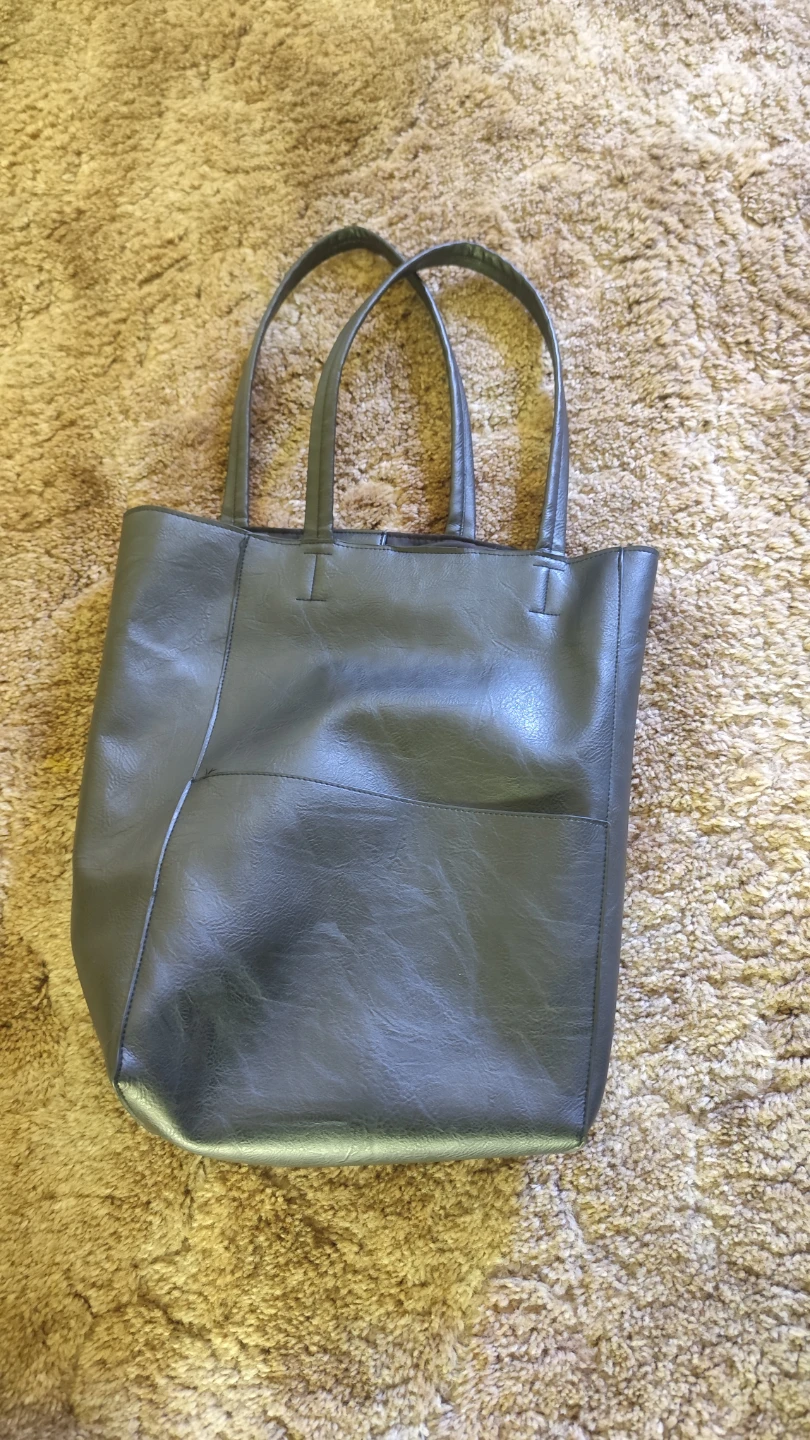 Black Faux Leather Tote Bag