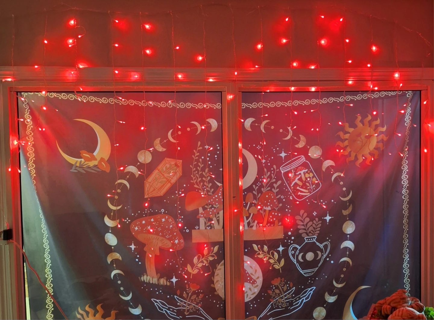 Red Heart String Lights Curtain