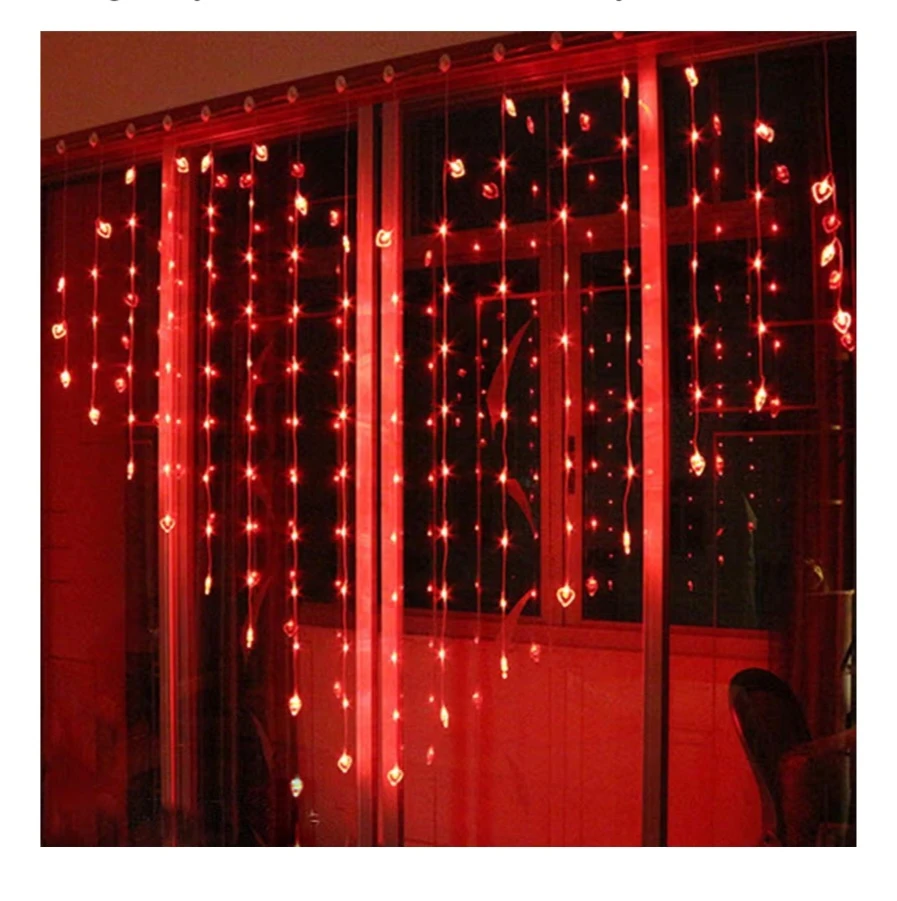Red Heart String Lights Curtain - photo 2