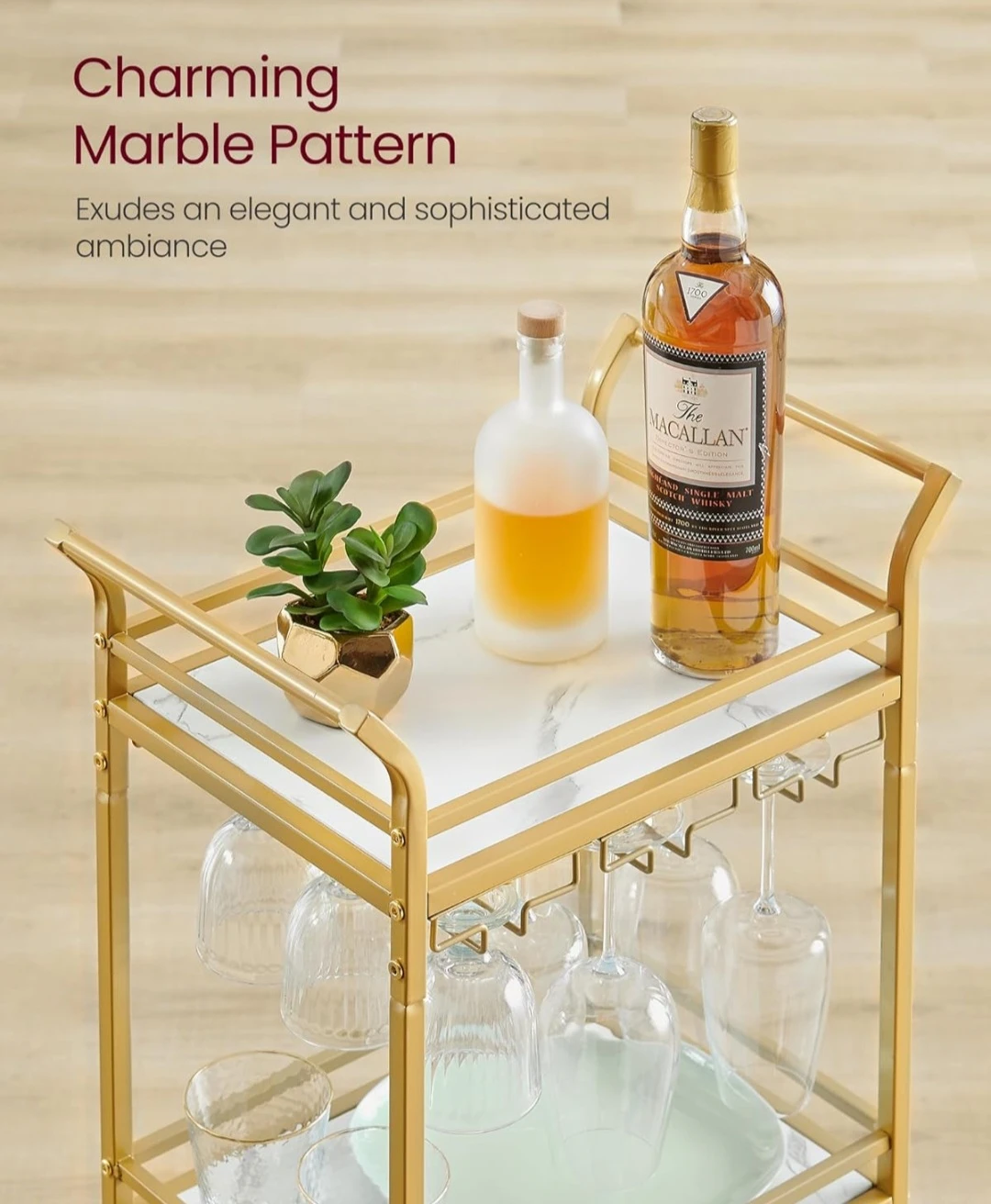 VASAGLE Bar Cart with Marble Pattern - photo 3