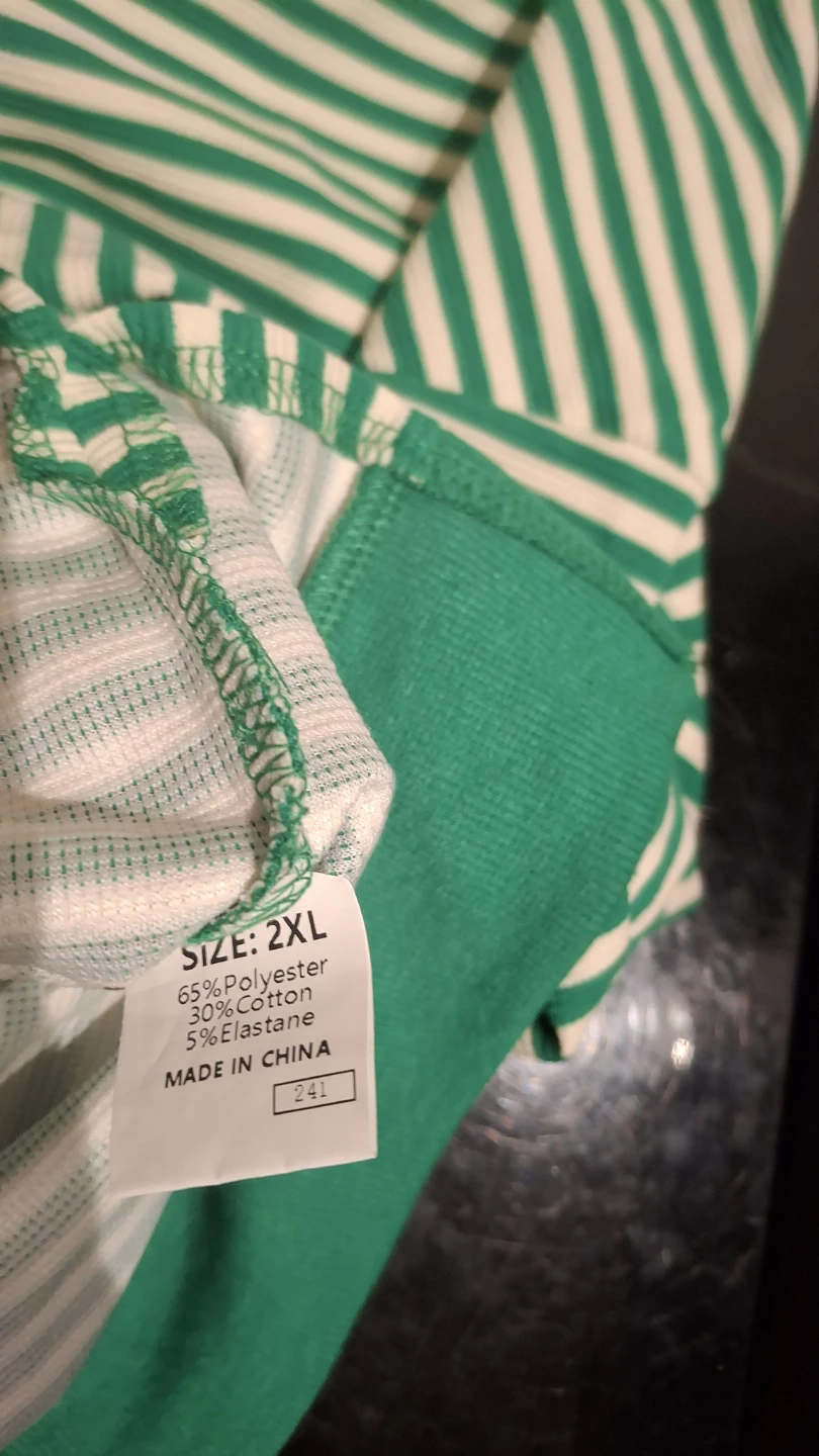 Green and White Striped Long Sleeve Polo Shirt - Size 2XL - photo 3