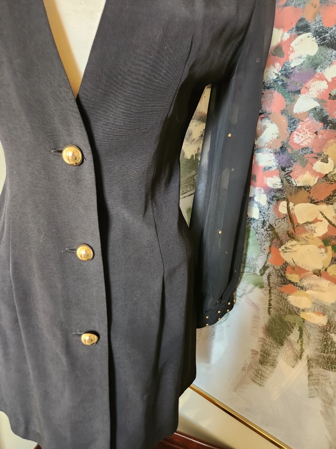 Black Sheer Sleeve Dress with Gold Accents is 80s gold! - photo 3