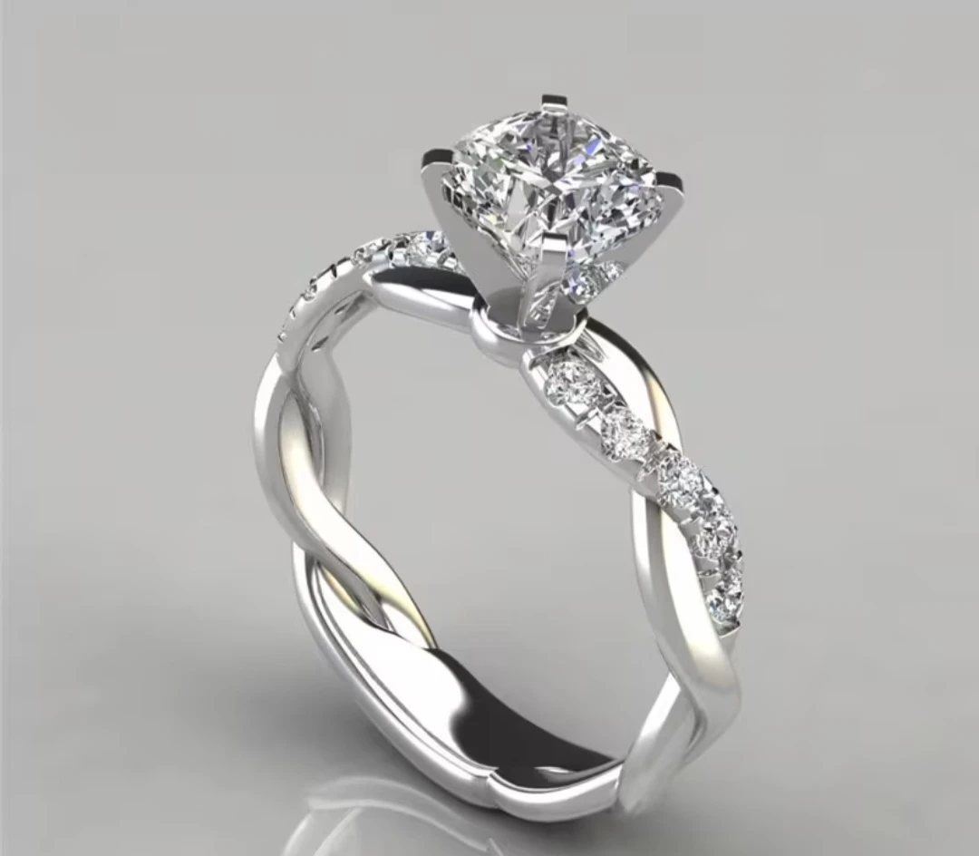 Exquisite Four Prong Round Cubic Zirconia Ring