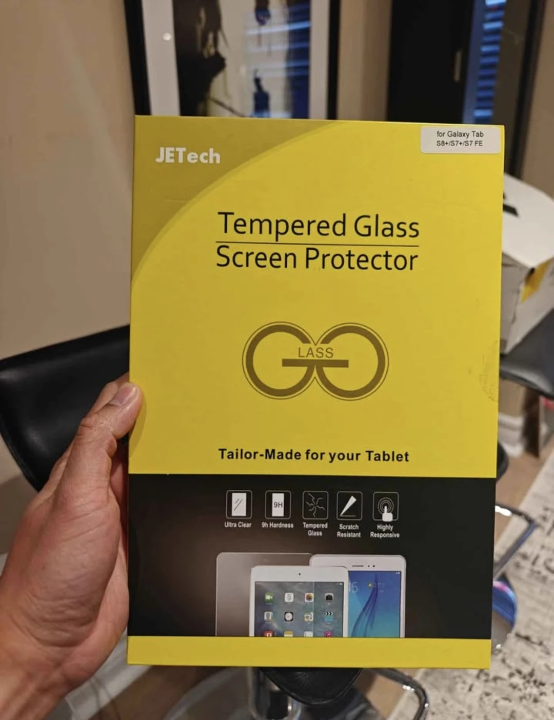 JETech Tempered Glass Screen Protector Galaxy Tab S8+/S7+/S7 FE