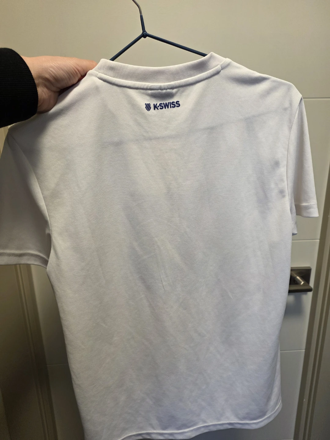K-Swiss White T-Shirt with Blue Shield Logo - photo 2