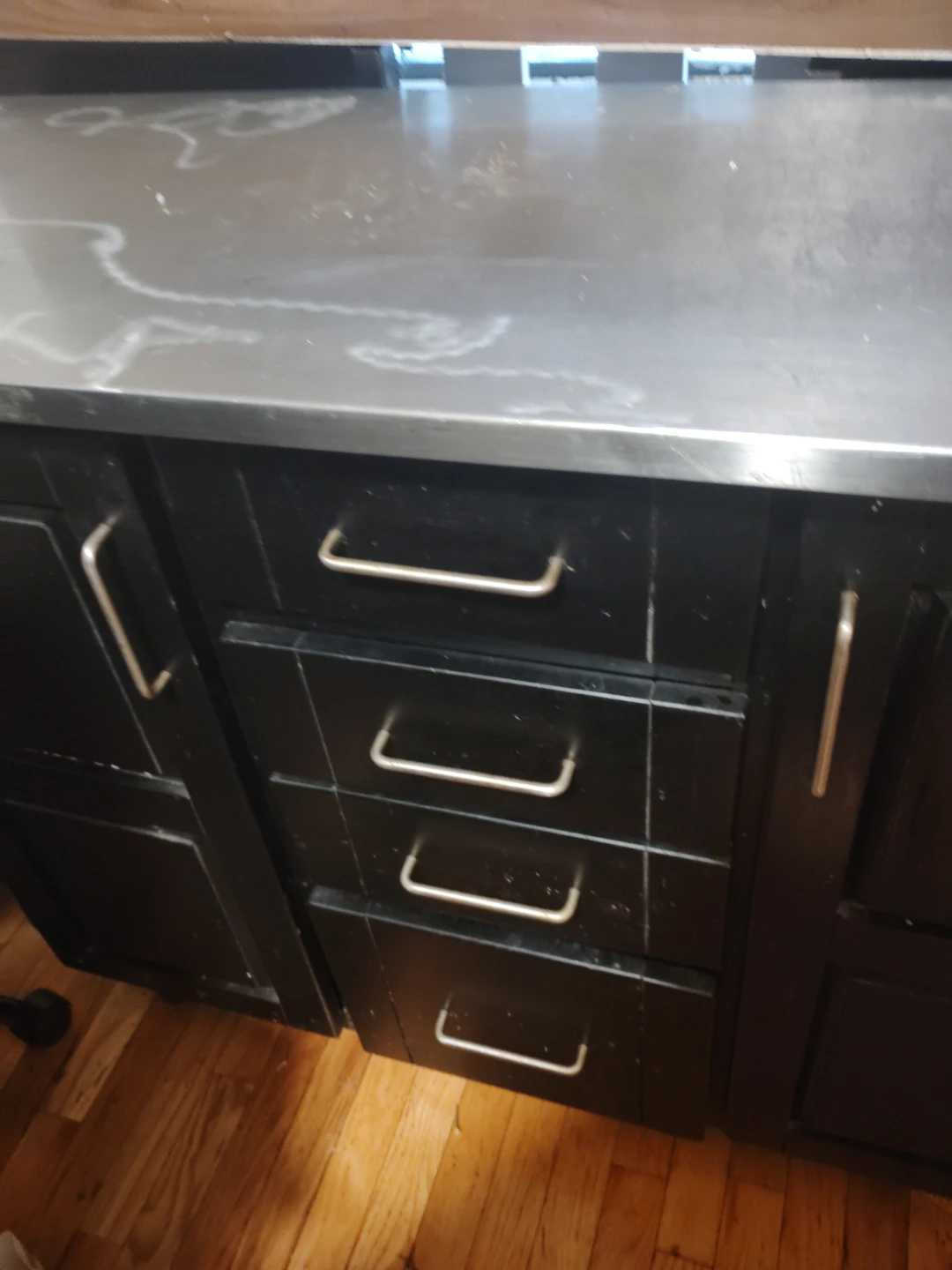 Black Kitchen Cabinet with Stainless Steel Countertop - photo 2
