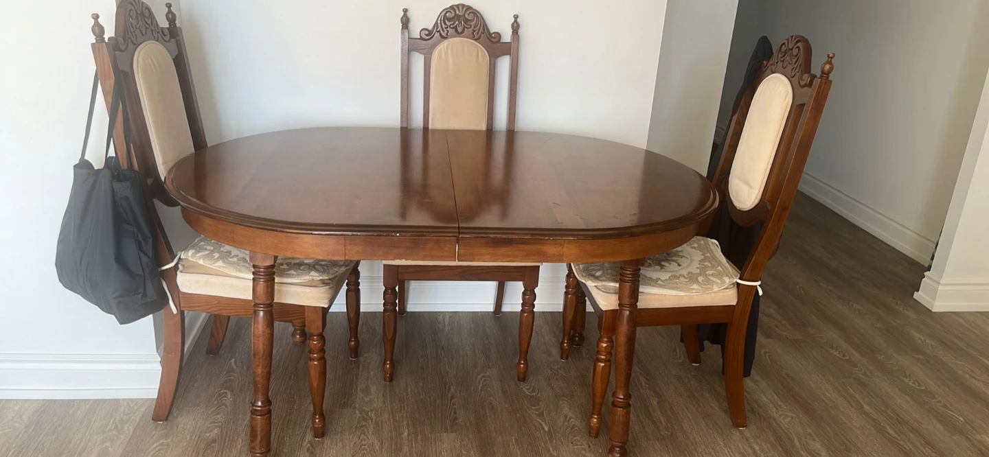 Wooden Dining Table with 4 Chairs