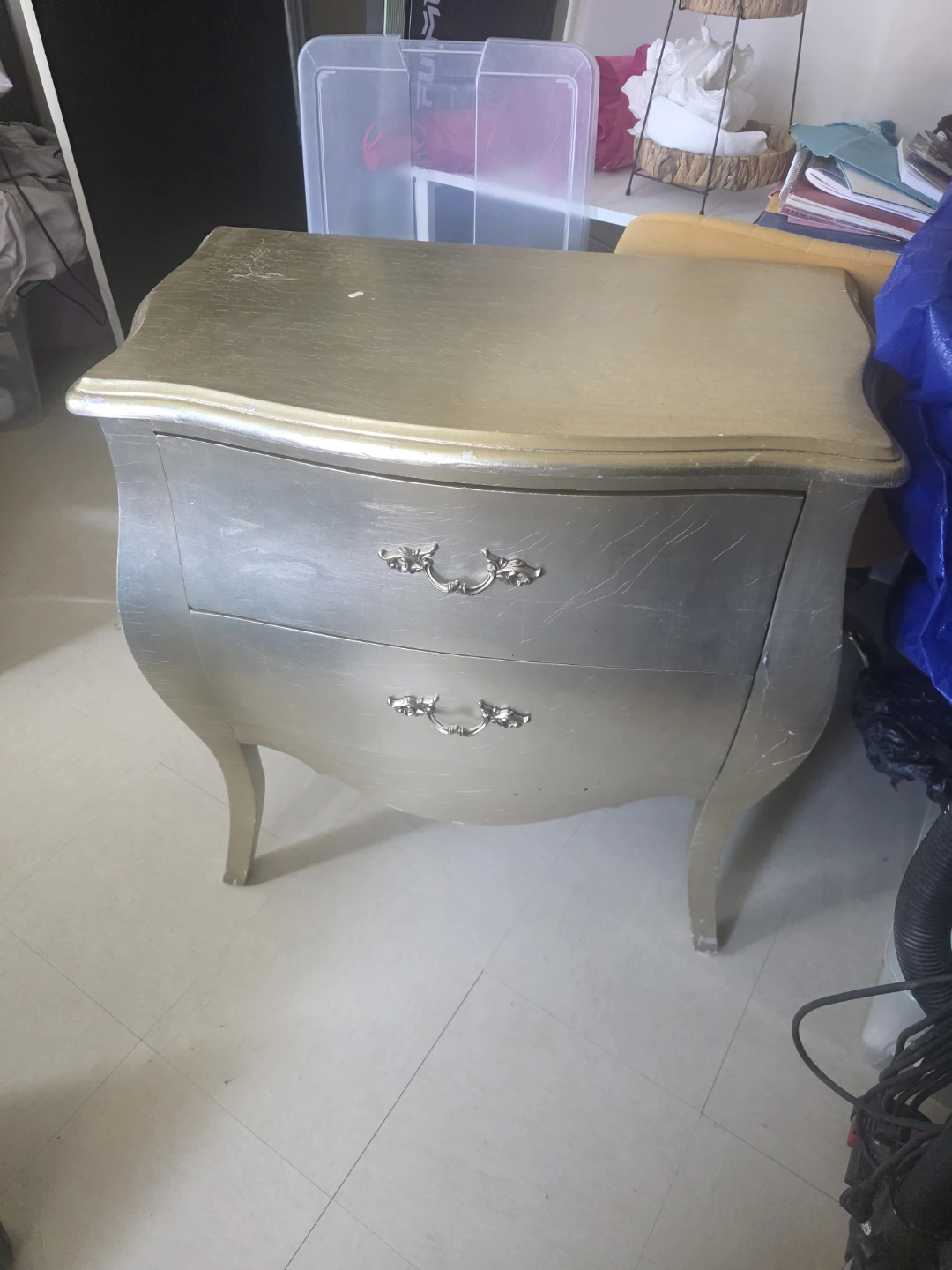 Antique Gold 2-Drawer Nightstand set of 2