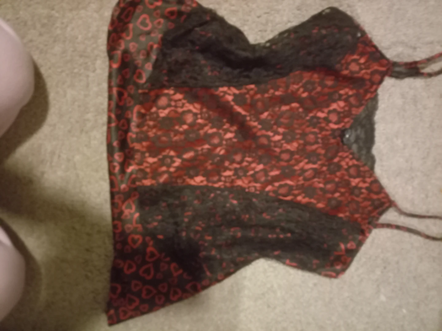 Red and Black Heart Lace Cami Top
