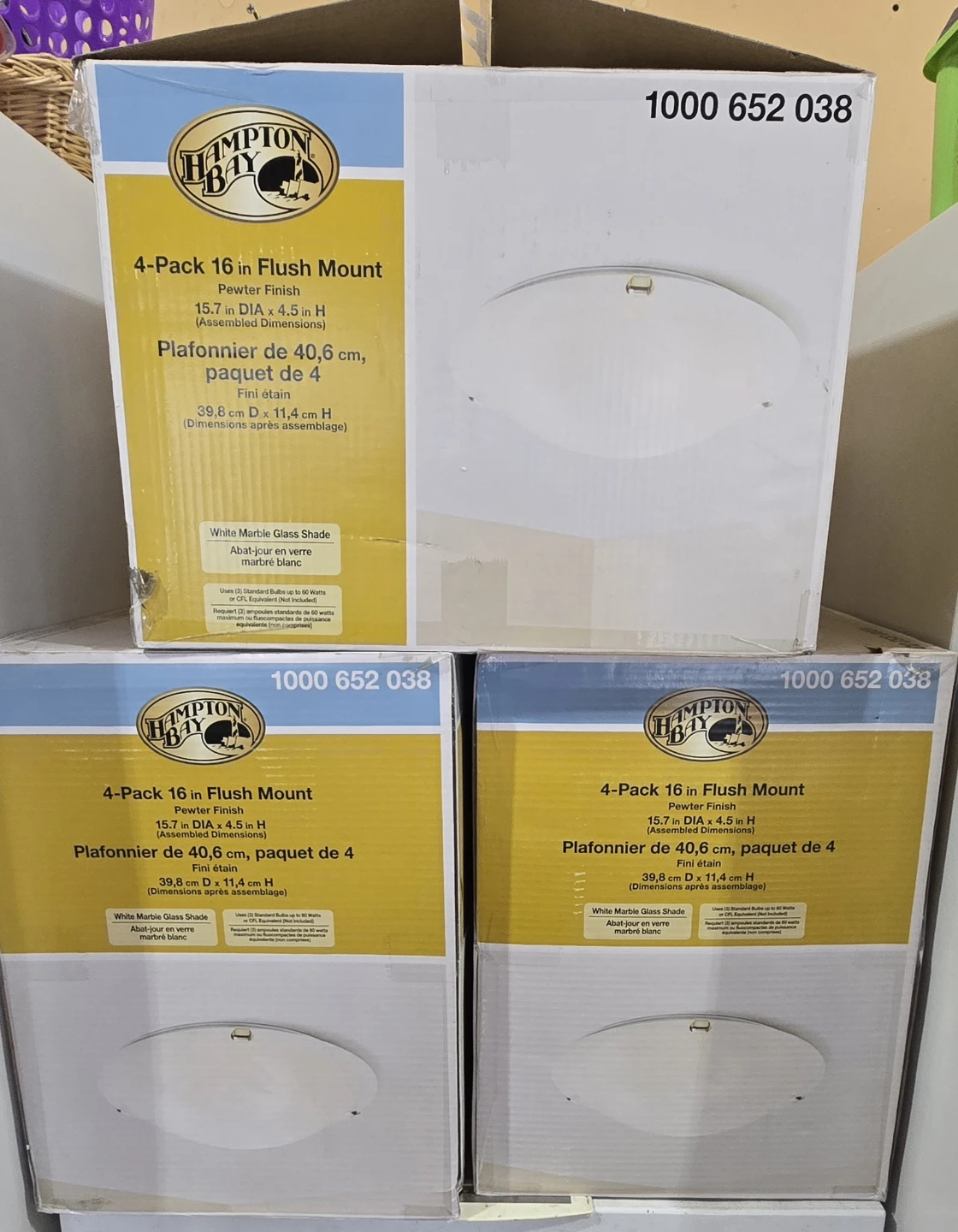 Hampton Bay 16" Flush Mount Lights 2 - 4 pack and 1 - 3 pack