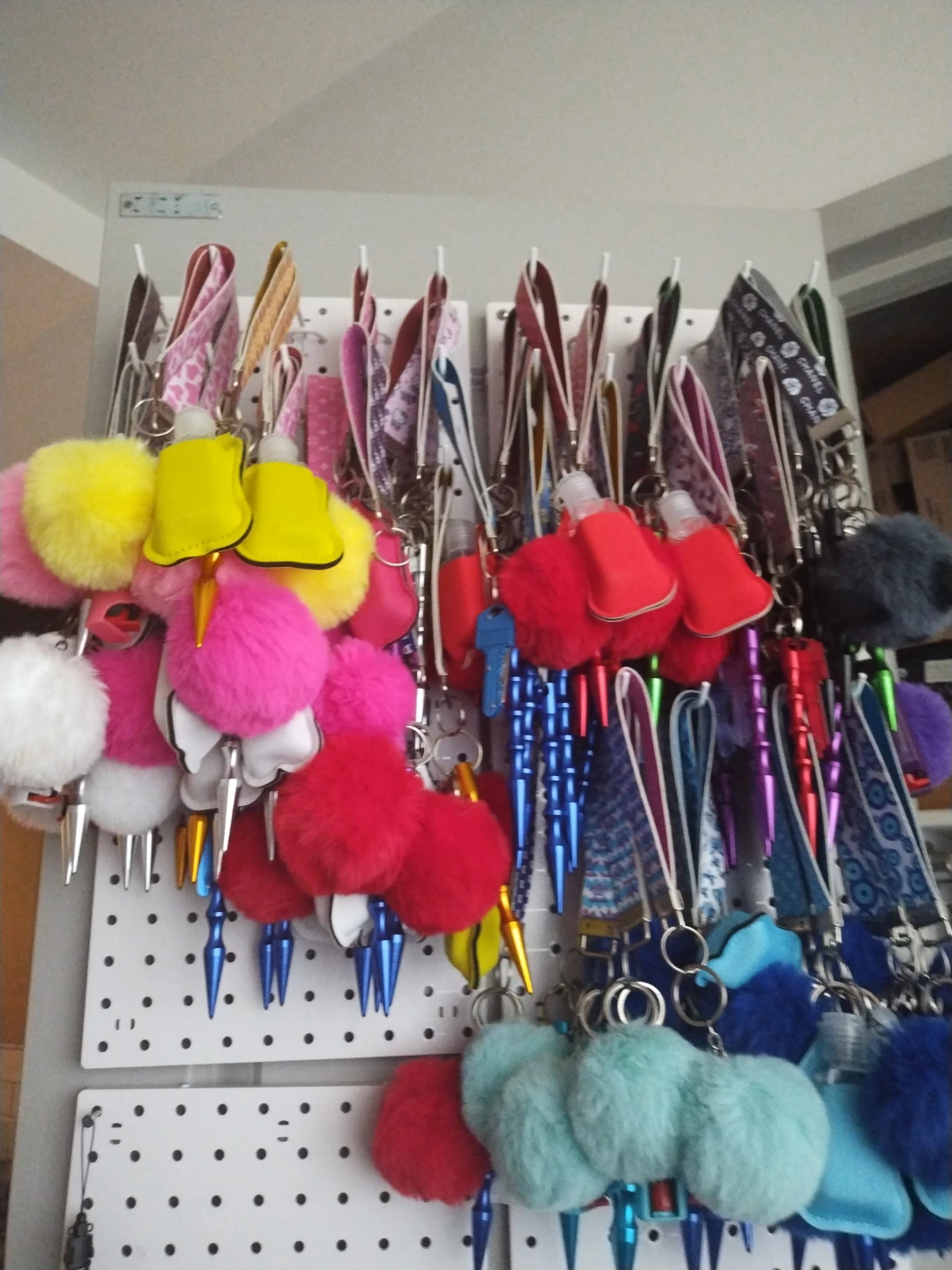 Women's defense keychain Accessories with Spikes and Pom-Poms