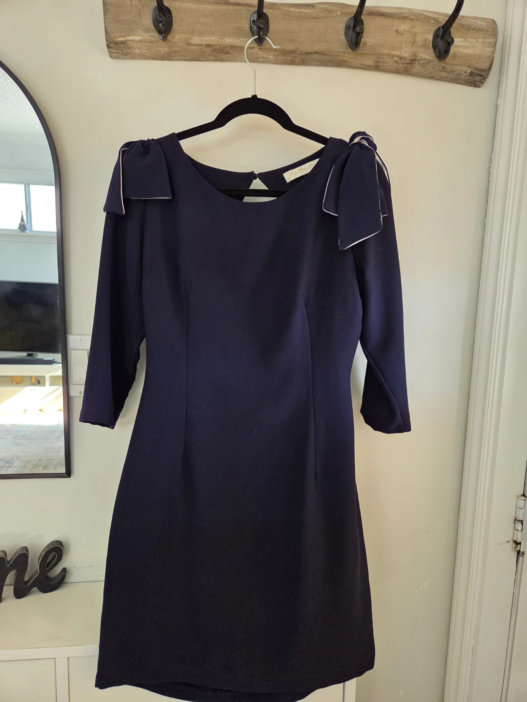 Navy Blue Dress with Bow Accents - photo 2