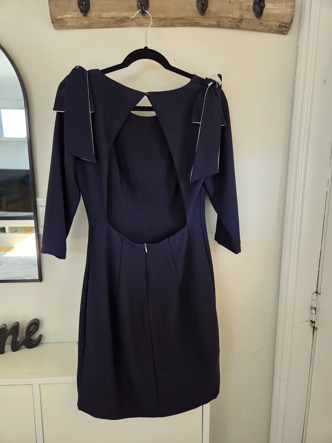 Navy Blue Dress with Bow Accents - photo 3