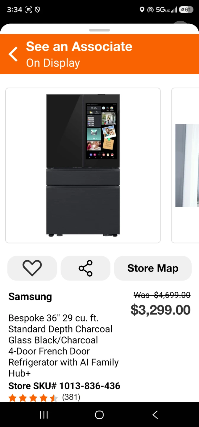 New Samsung Bespoke 36in 29 cu ft Refrigerator