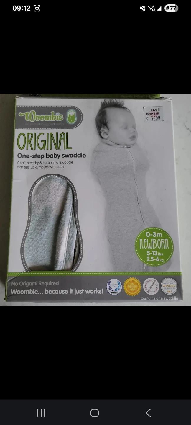 Woombie Original One-step Baby Swaddle (0-3m, Newborn)