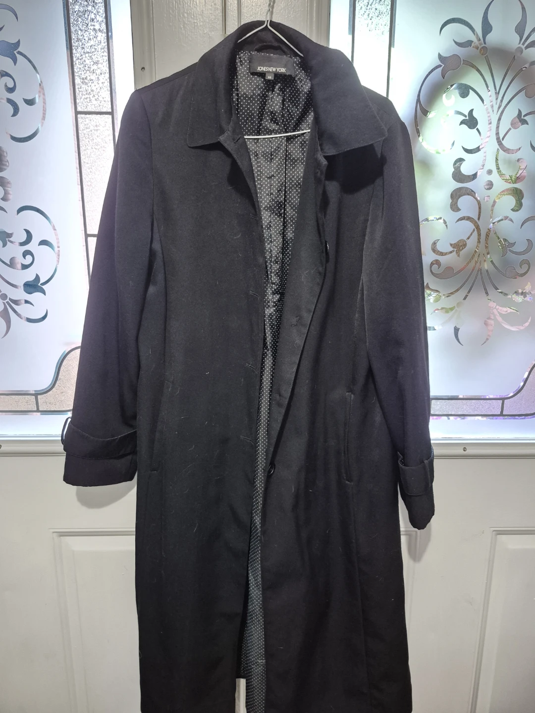 JONES NEW YORK Women's Black Trench Coat Size 10