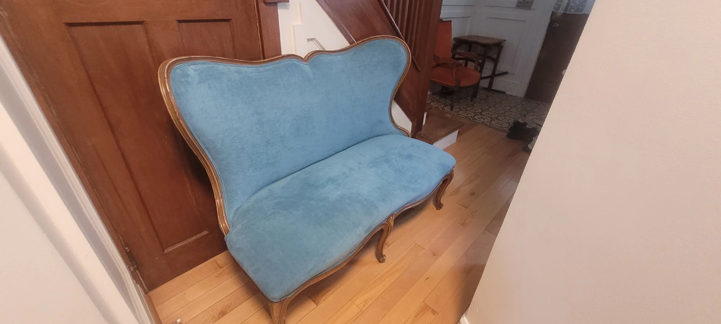 Vintage Blue Upholstered Loveseat - photo 2