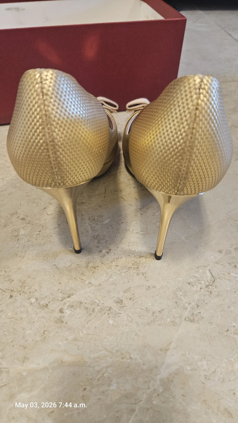 Salvatore Ferragamo Gold Grazia 10 cm size 8 - photo 4