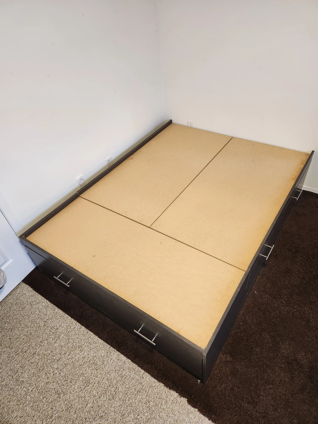 Dark Brown Platform Bed Frame with 6 Drawers - photo 2