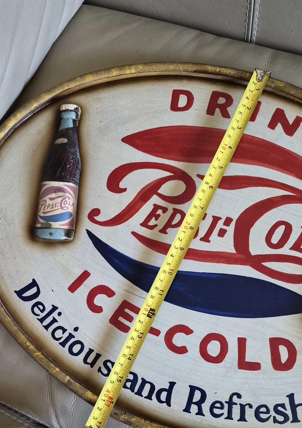 Pepsi-Cola Oval Sign with Bottles - photo 4