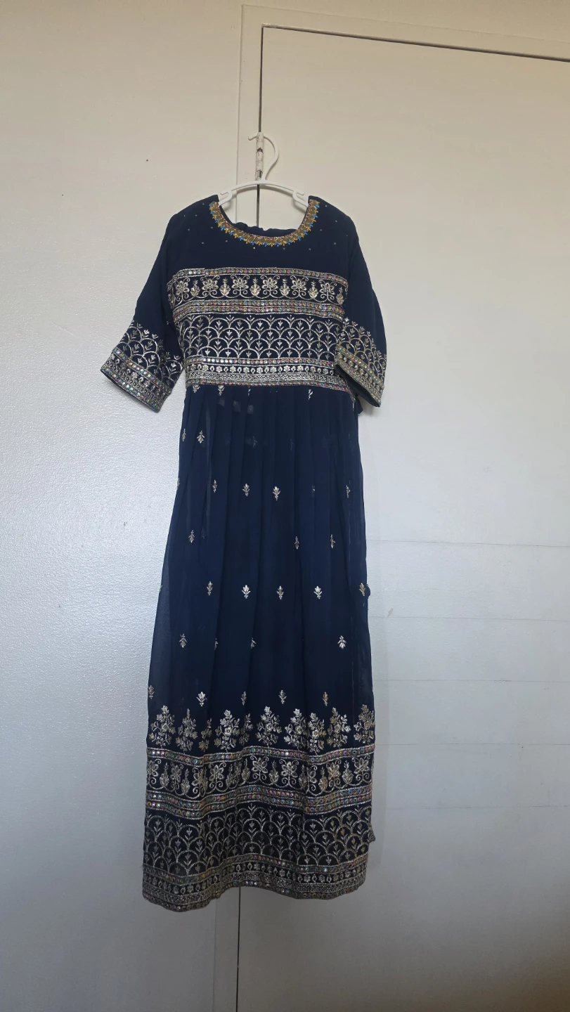 Navy Blue Embroidered Dress