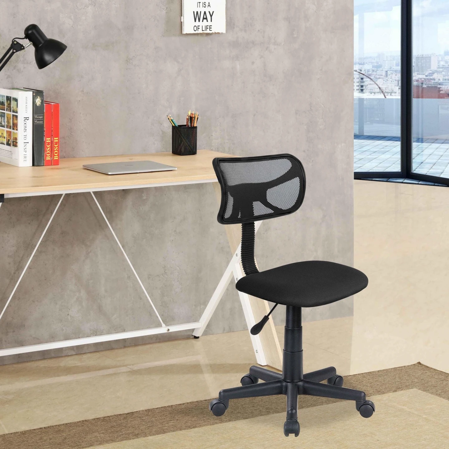 Black Mesh Task Chair with Wheels - photo 2