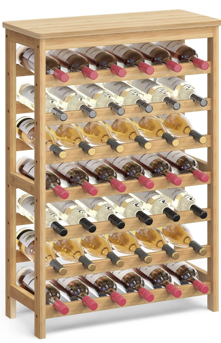 SONGMICS Natural Bamboo 42-Bottle Wine Rack