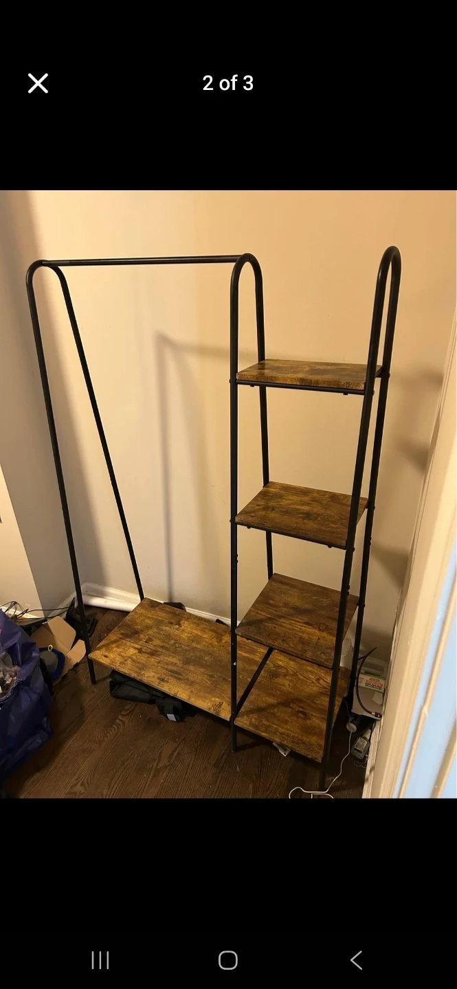 Rustic Wood Garment Rack with Shelving