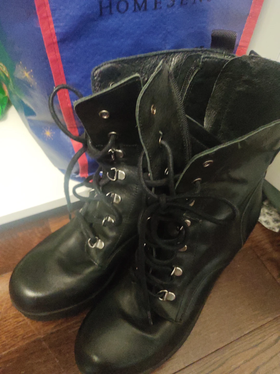 Black Lace-up Combat Boots