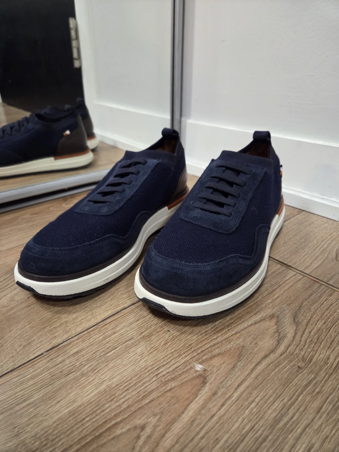 Allen Edmonds Navy Suede & Knit Sneakers Men's Size 9.5