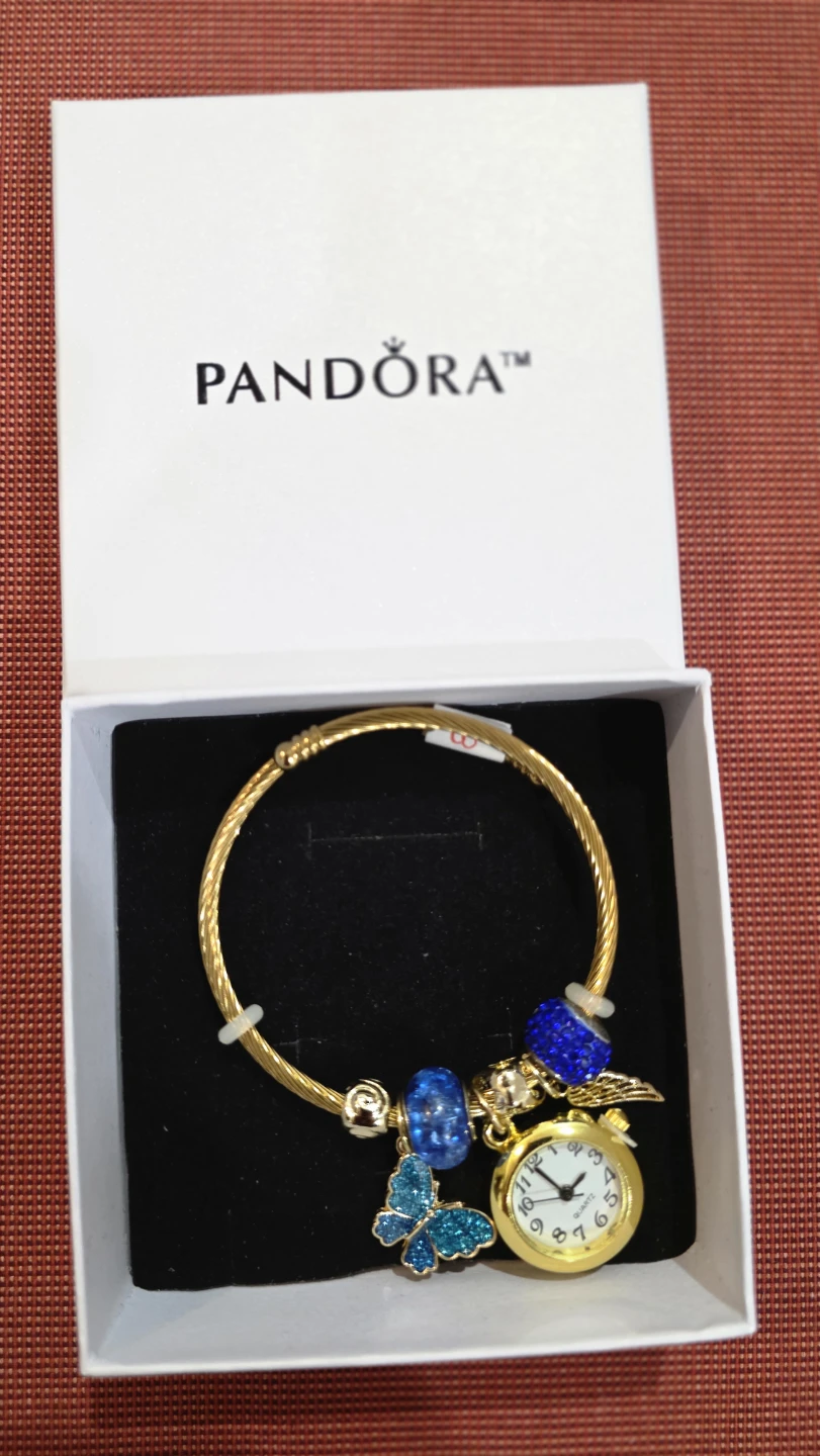 Gold Tone Charm Bracelet with Watch