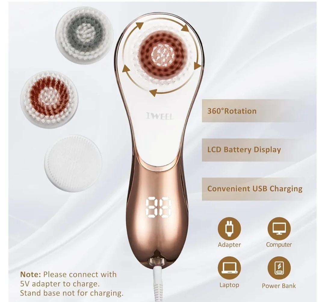 Tweel Facial Cleansing Brush with 4 Brush Heads
