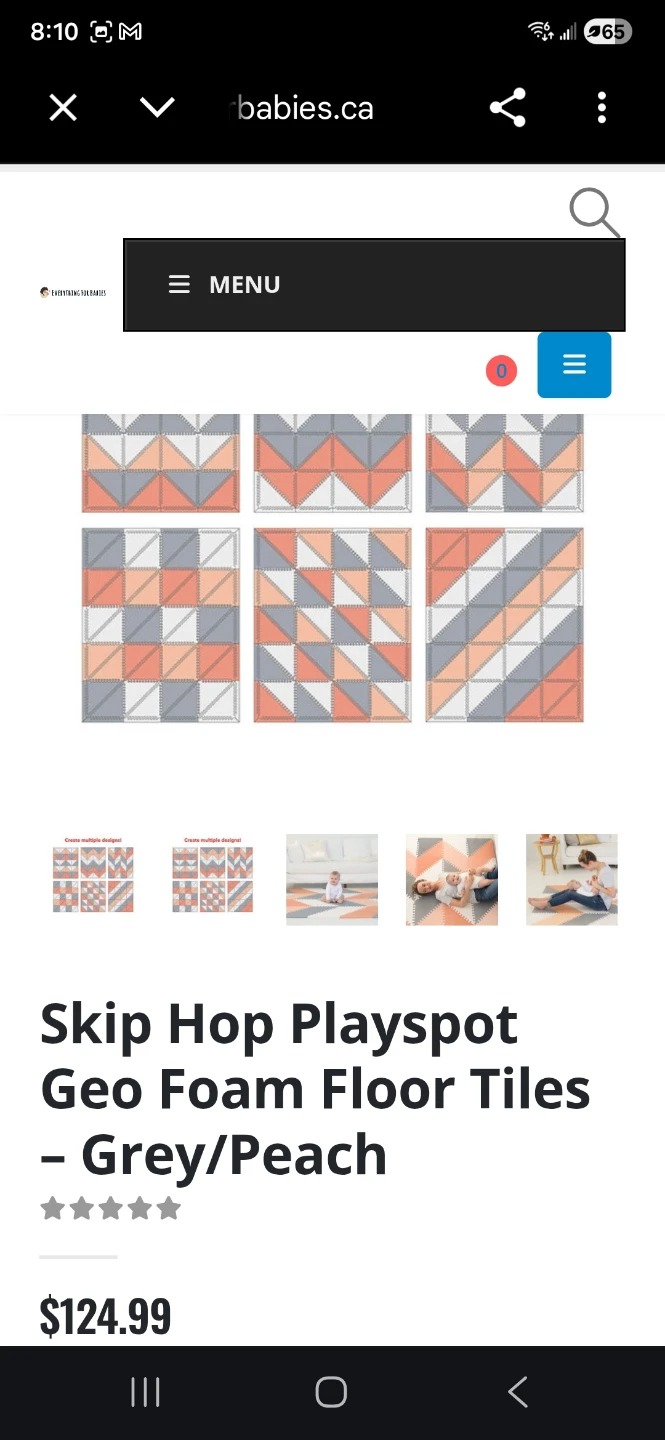 Skip Hop Playspot Geo Foam Floor Tiles - Grey/Peach