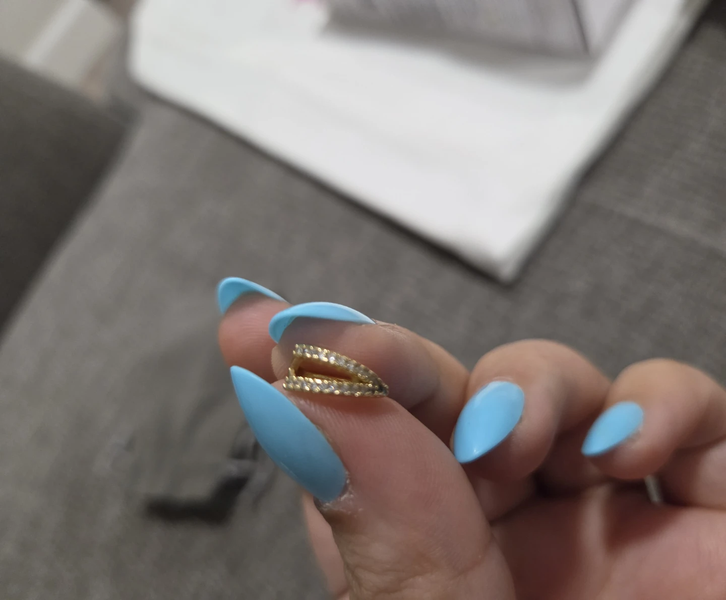 Gold-tone double band cuff with rhinestones
