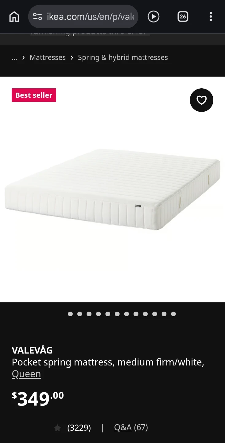 Like-new IKEA VALEVÅG Queen Pocket Spring Mattress w/ frame - photo 2
