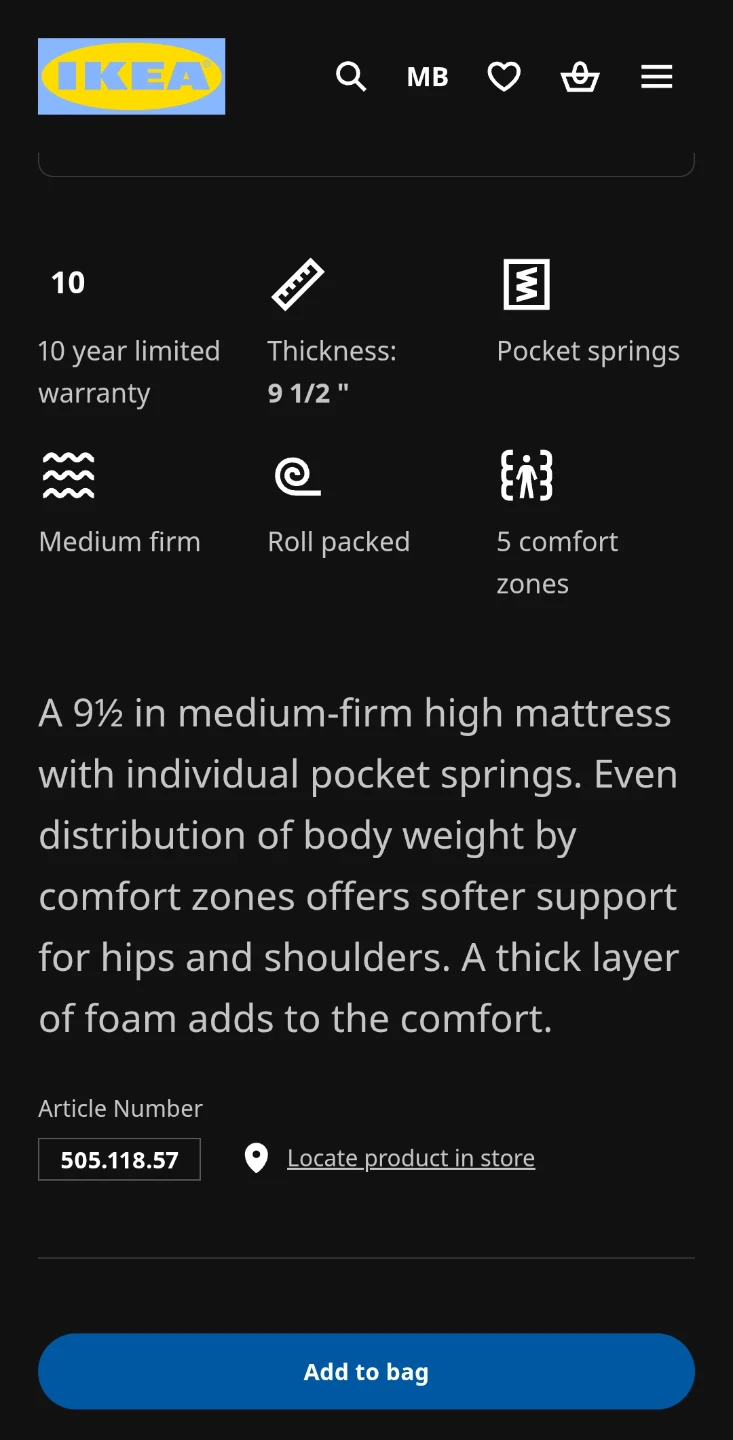 Like-new IKEA VALEVÅG Queen Pocket Spring Mattress w/ frame - photo 4