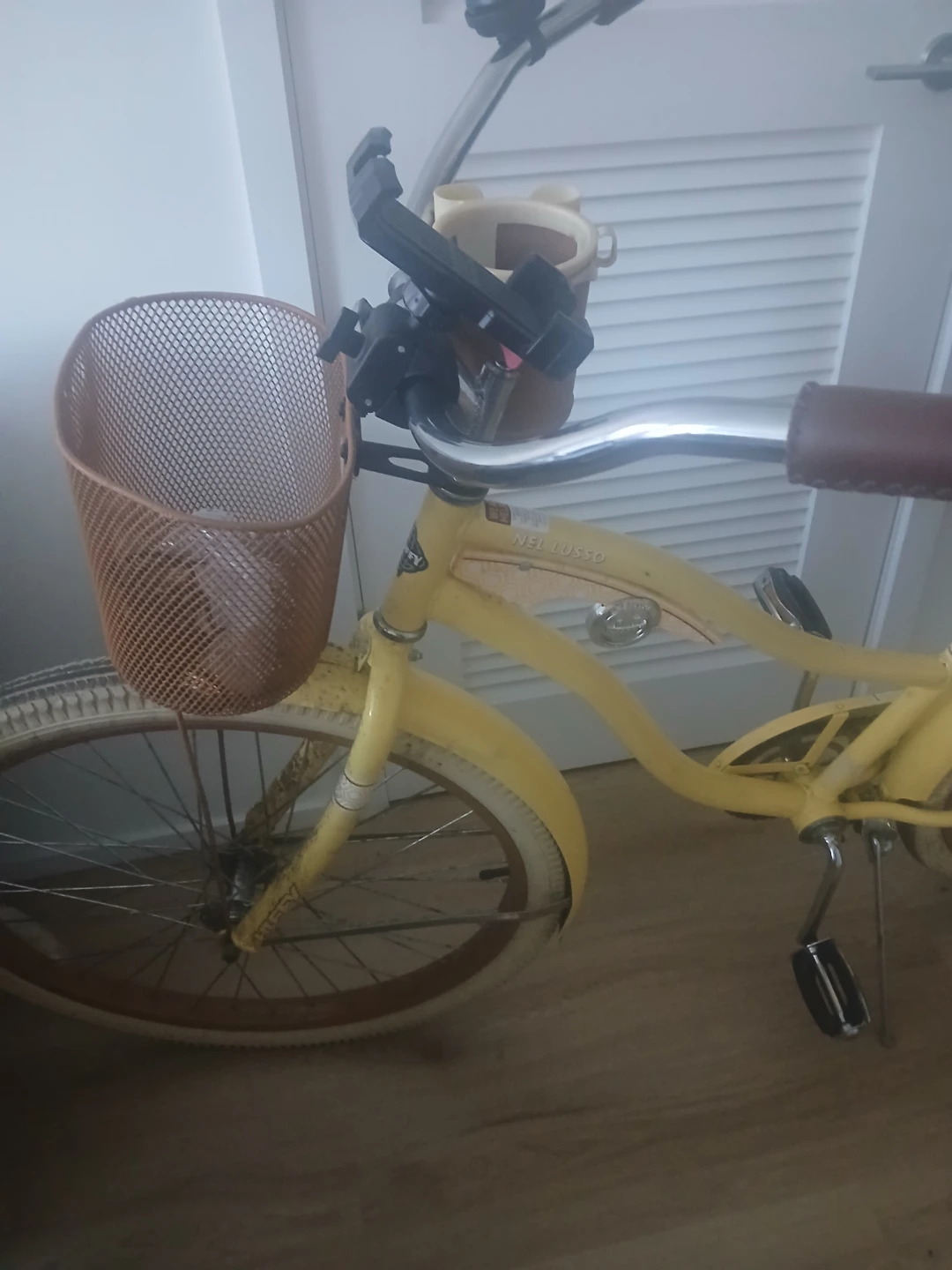 Yellow Cruiser Bicycle with Front Basket and Rear Crate - photo 4