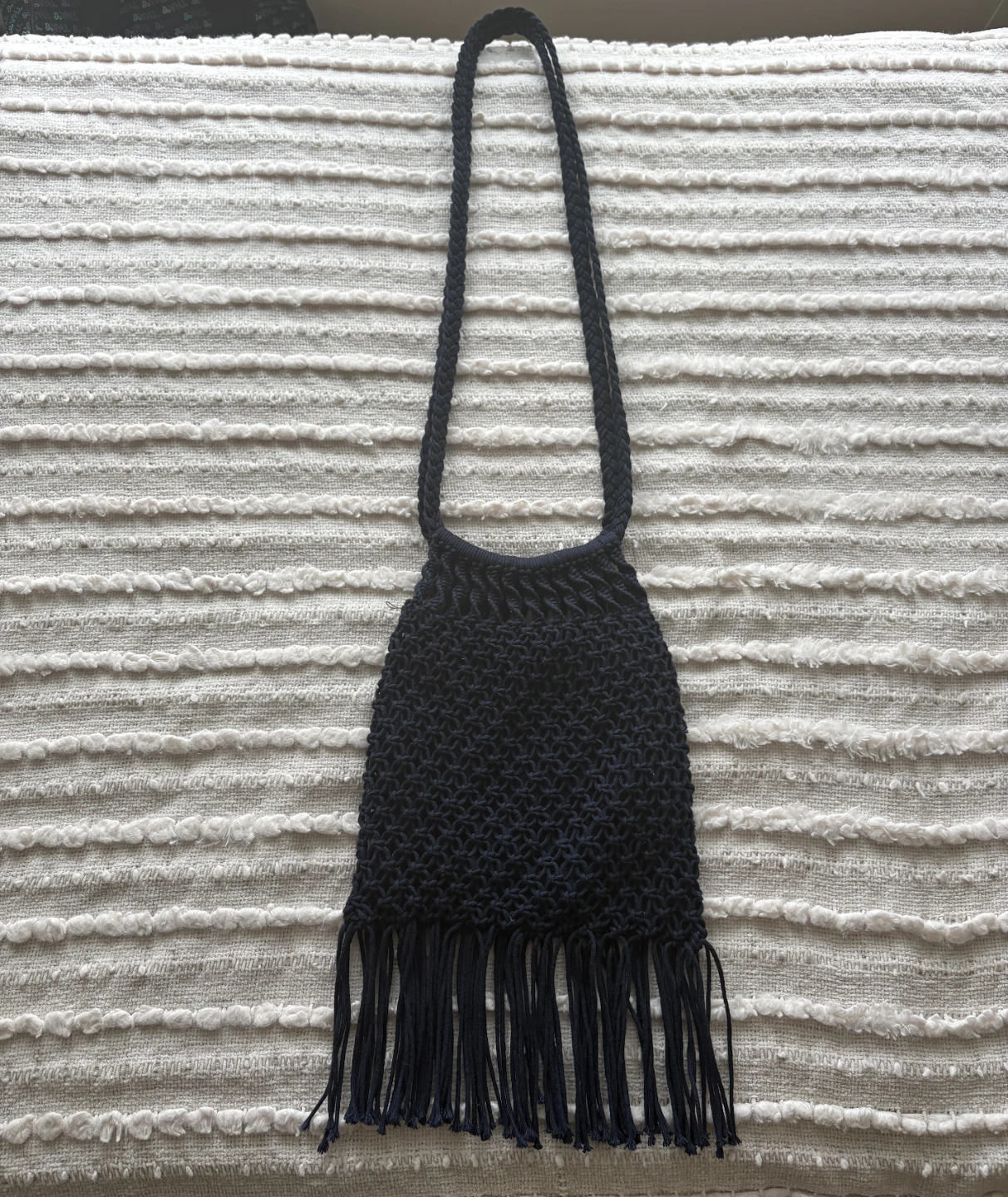 AE Crochet fringe navy blue  purse
