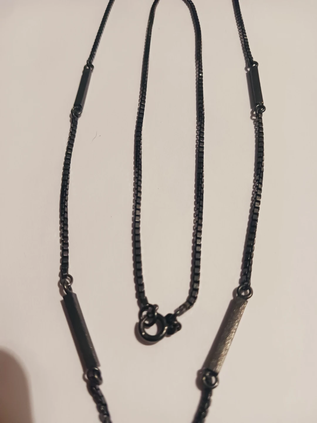 New !!! Minimalist Rectangular Bars Dark Metal Necklace