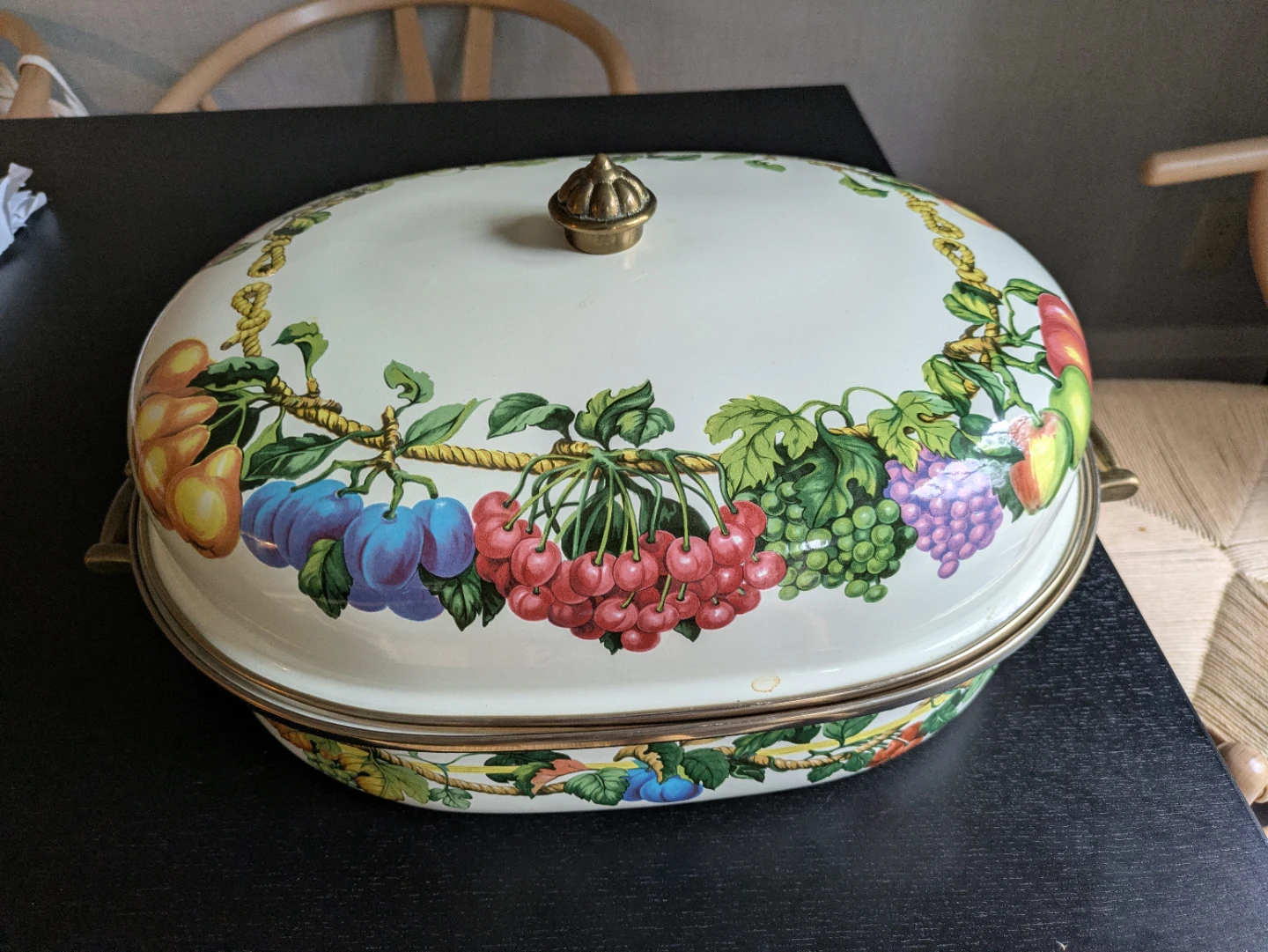 Vintage Oval Roasting Pan with Lid and Rack