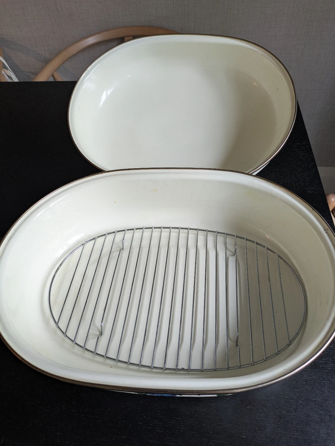 Vintage Oval Roasting Pan with Lid and Rack - photo 3
