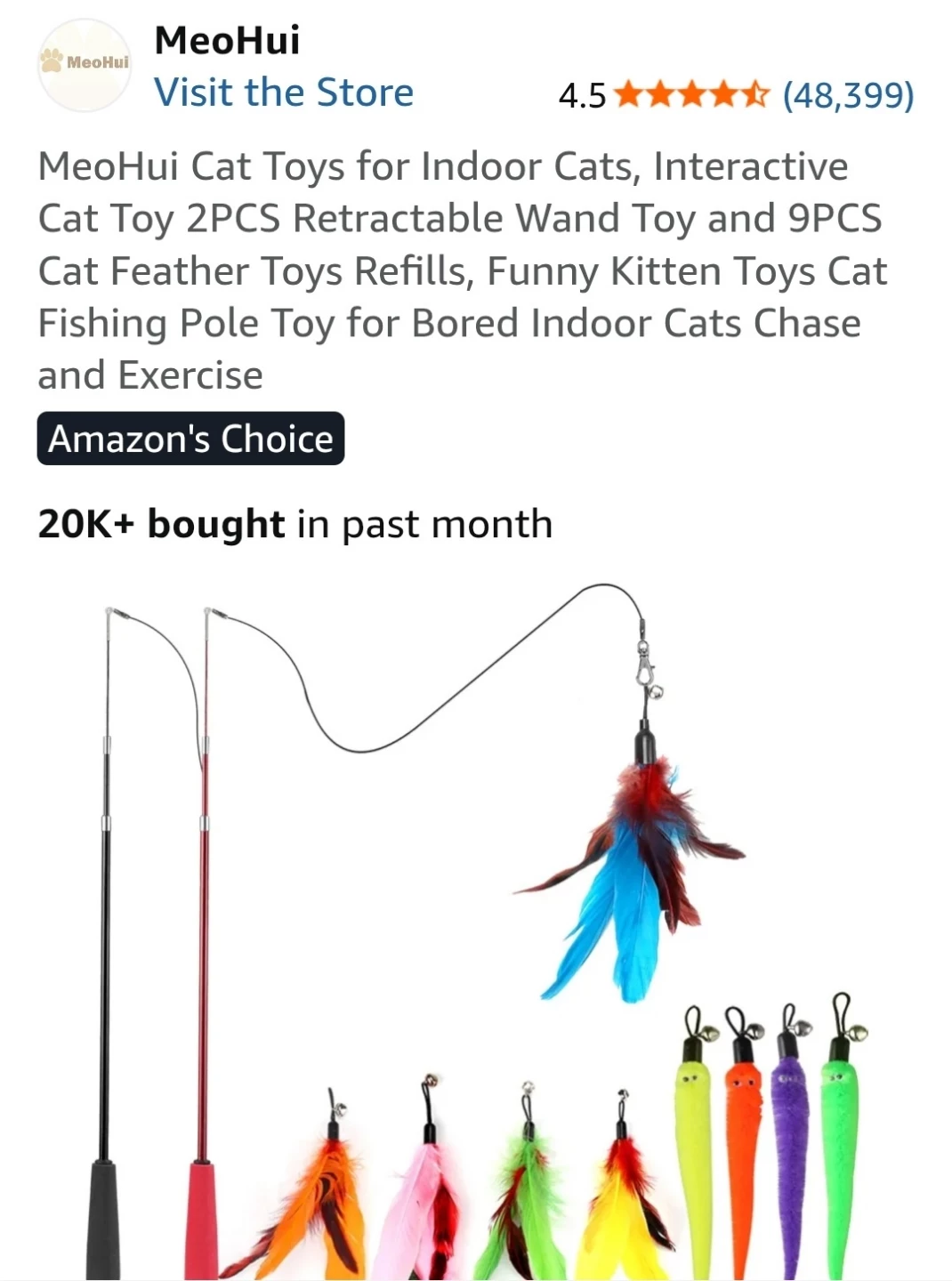 Cat Toys Retractable Wand and Feather Refills - photo 2