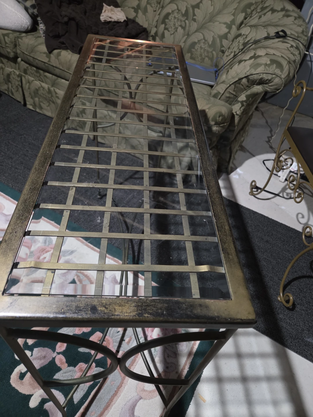 Metal and Glass Console Table - photo 3
