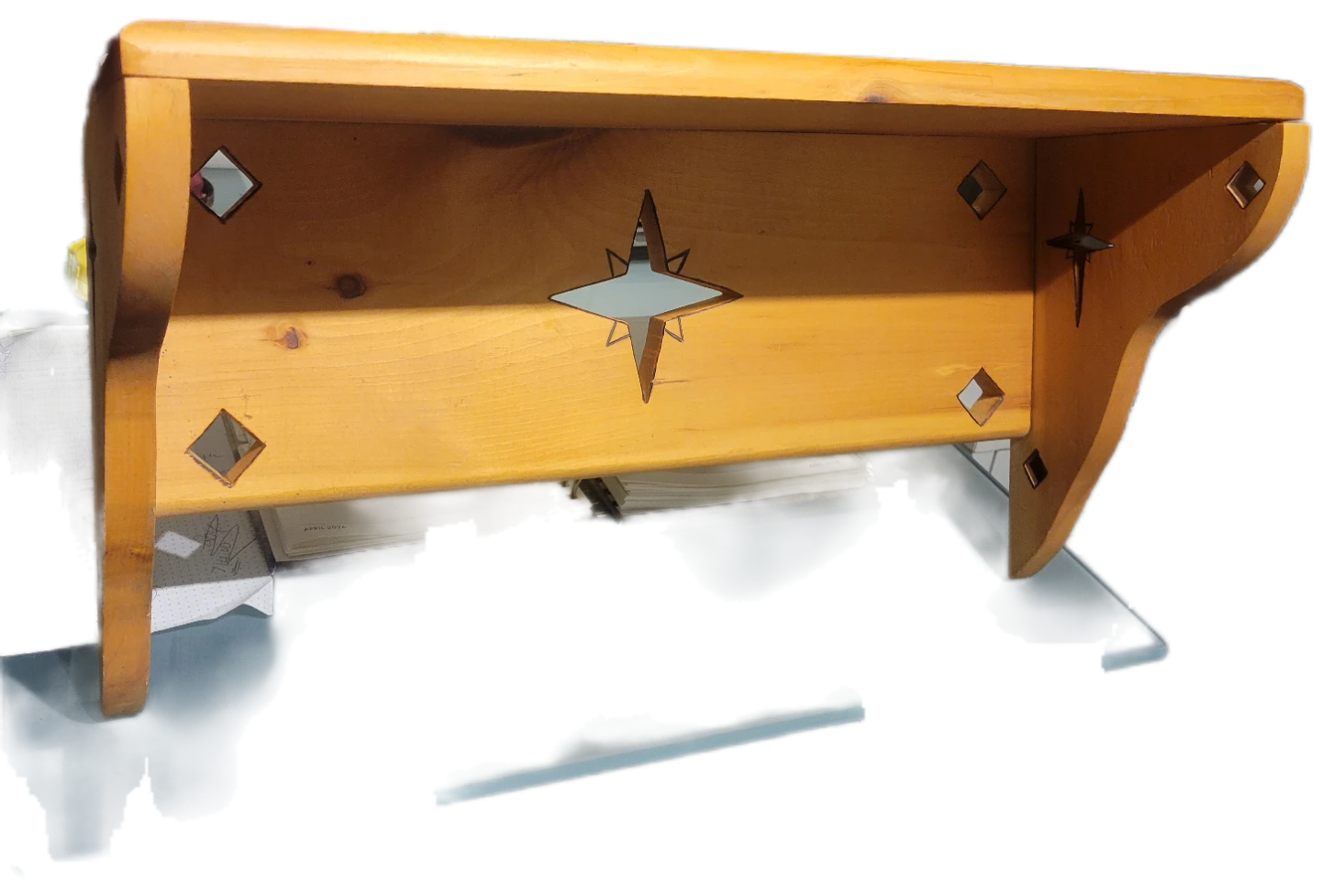 Celestrial Sun Cutouts Pine Wood Wall Shelf - photo 4