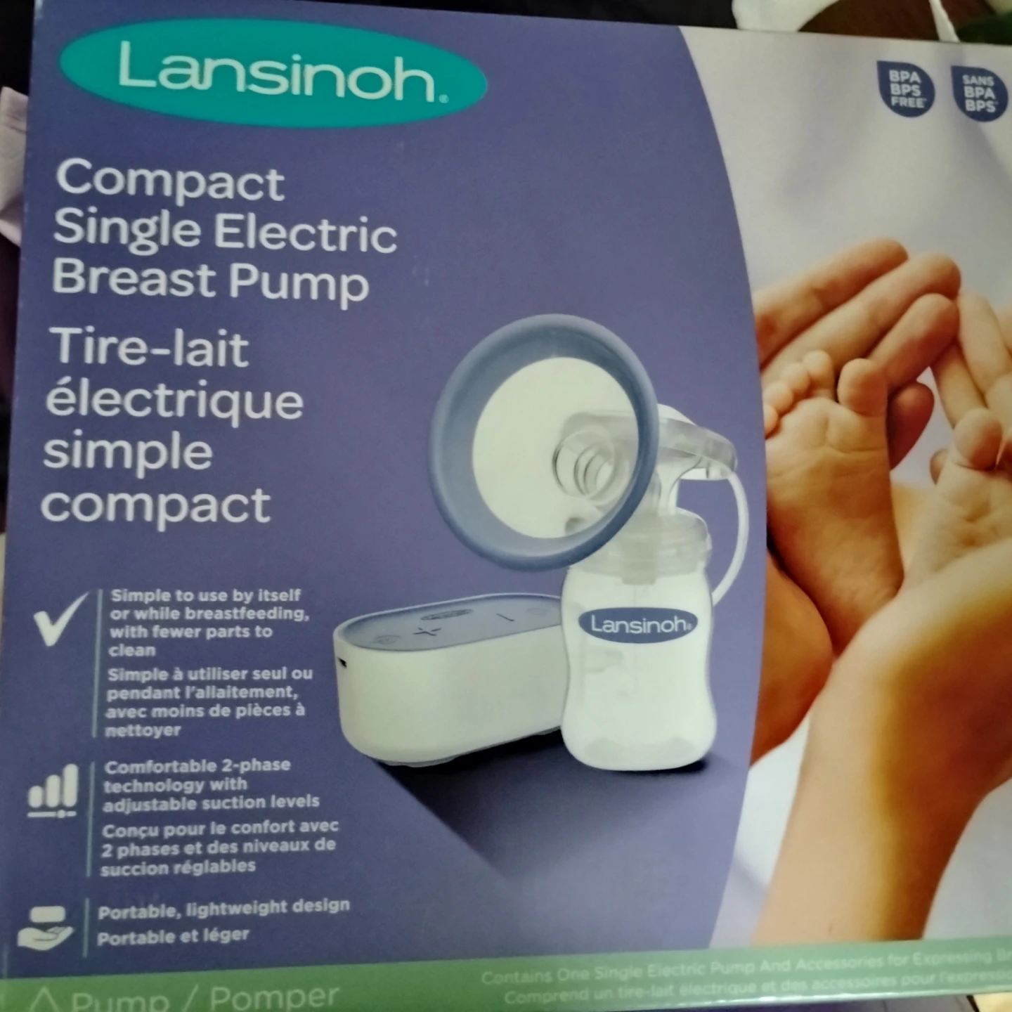 New Lansinoh Compact Single Electric Breast Pump + extra