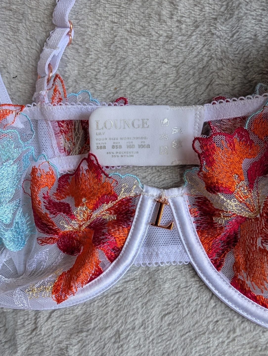 Lounge Lily Embroidered Bra and Garter Set White/Floral - photo 5
